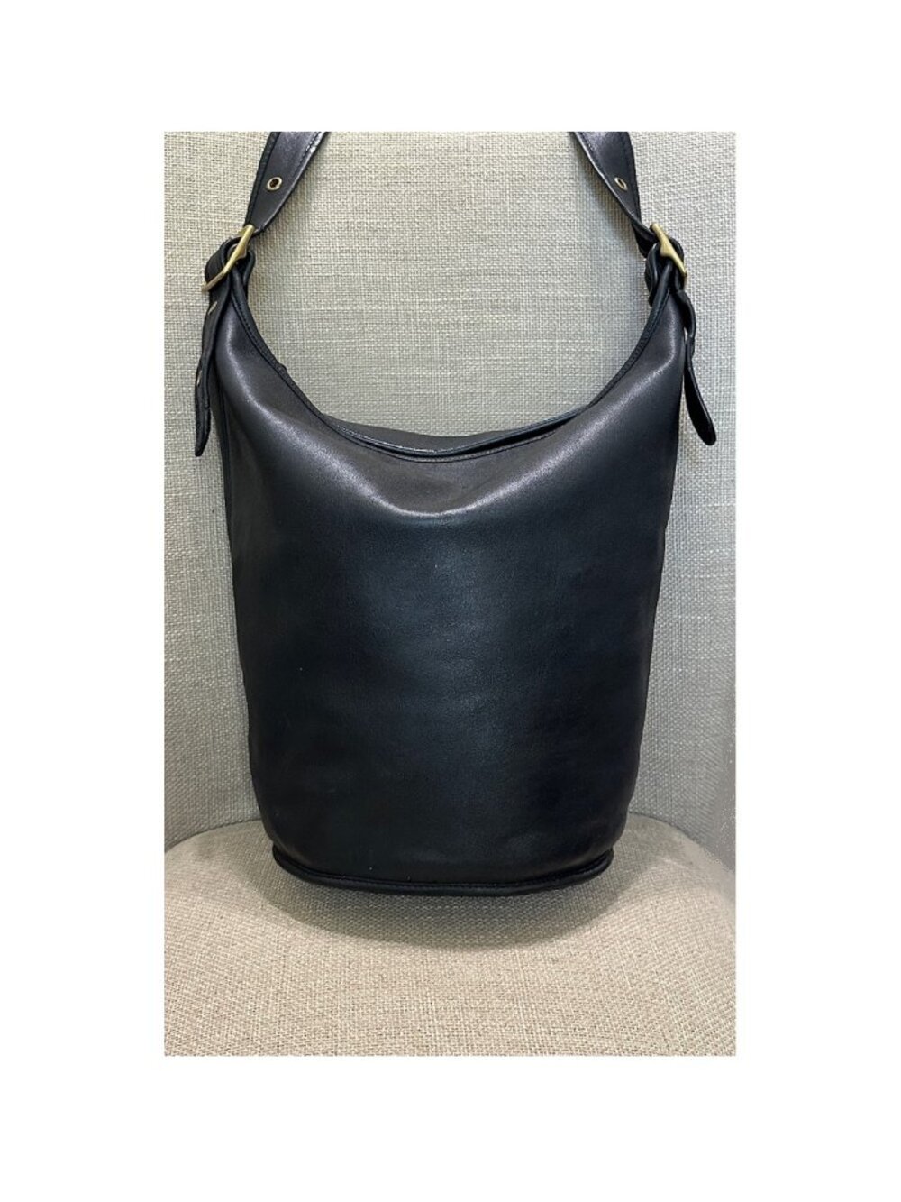 Vintage Coach 9085 Leather XL Duffle Bag Black Feed Sac Bucket Purse